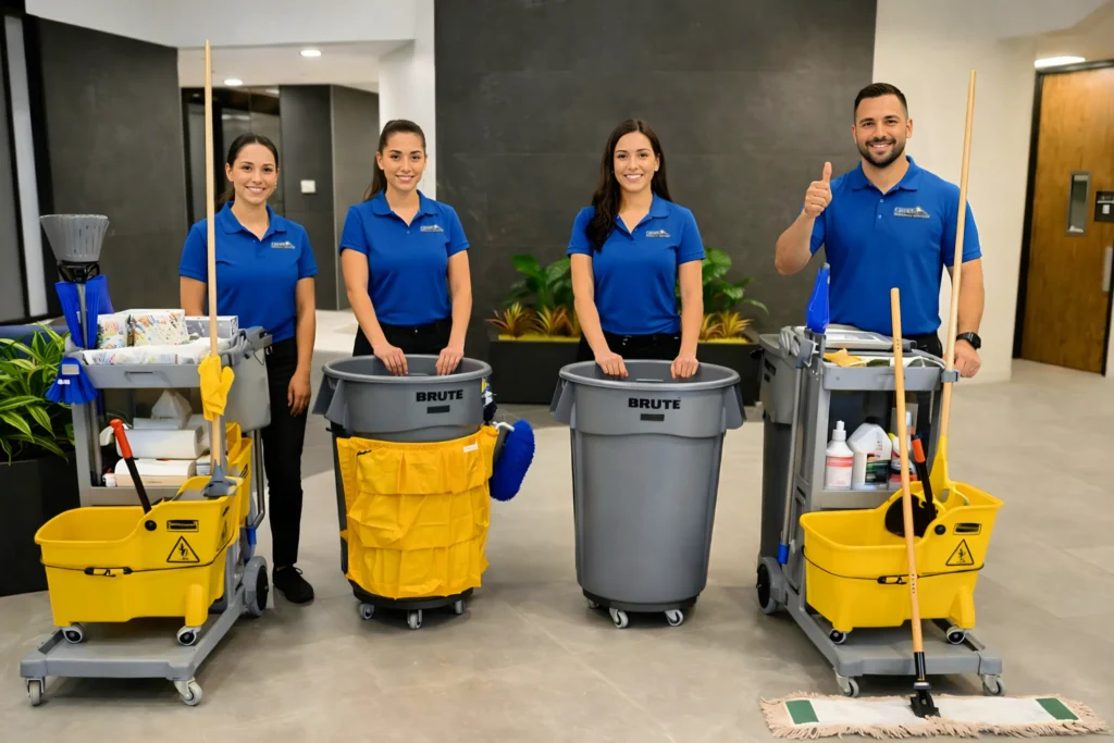 Professional janitorial cleaning team providing apartment and commercial building cleaning services in Seattle WA