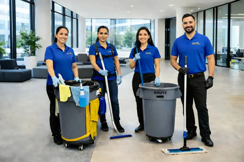 Professional janitorial cleaning team providing commercial and apartment common area cleaning in Seattle WA