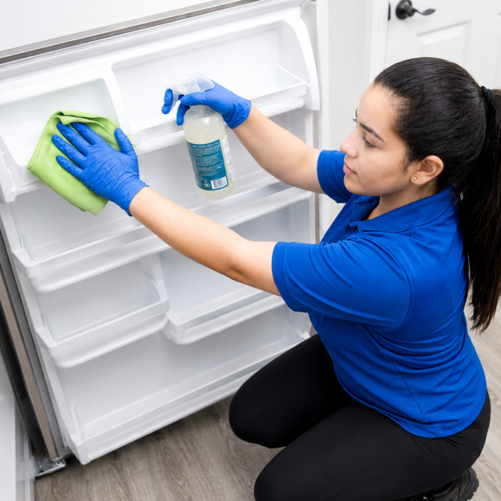 Cleaning the fridge door