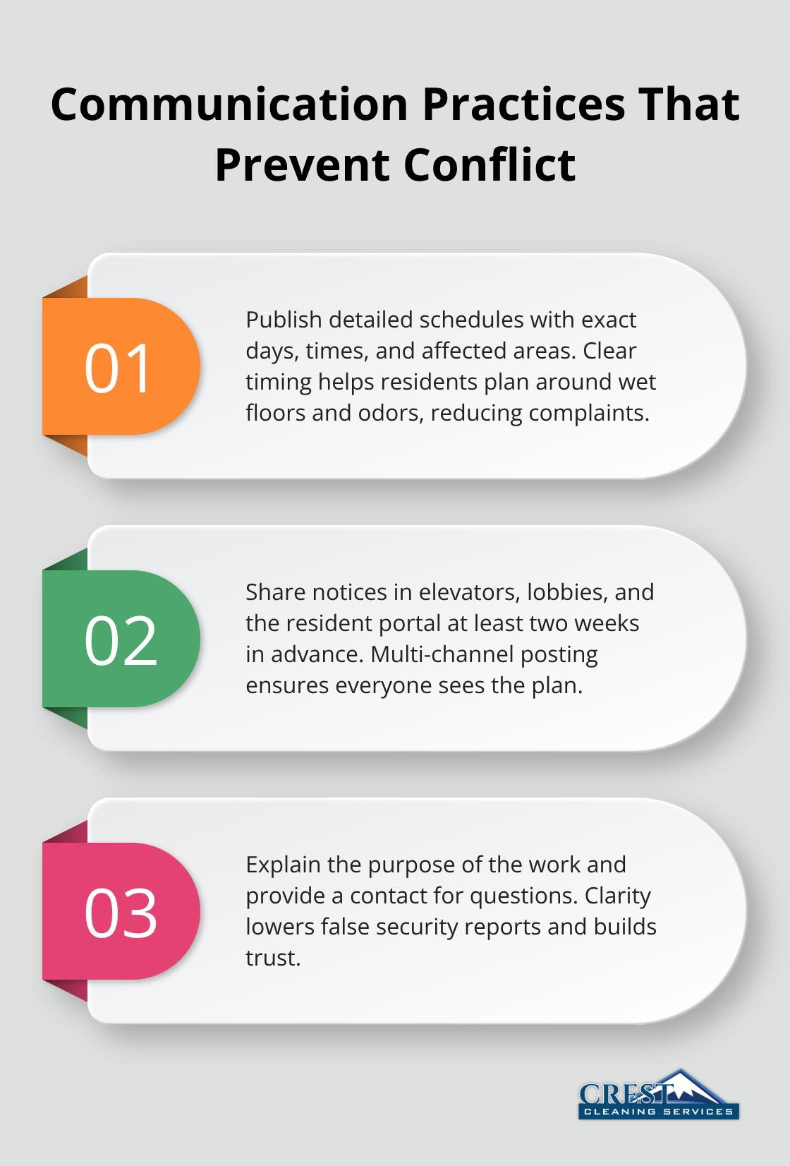 Three communication tactics to share cleaning plans clearly with residents