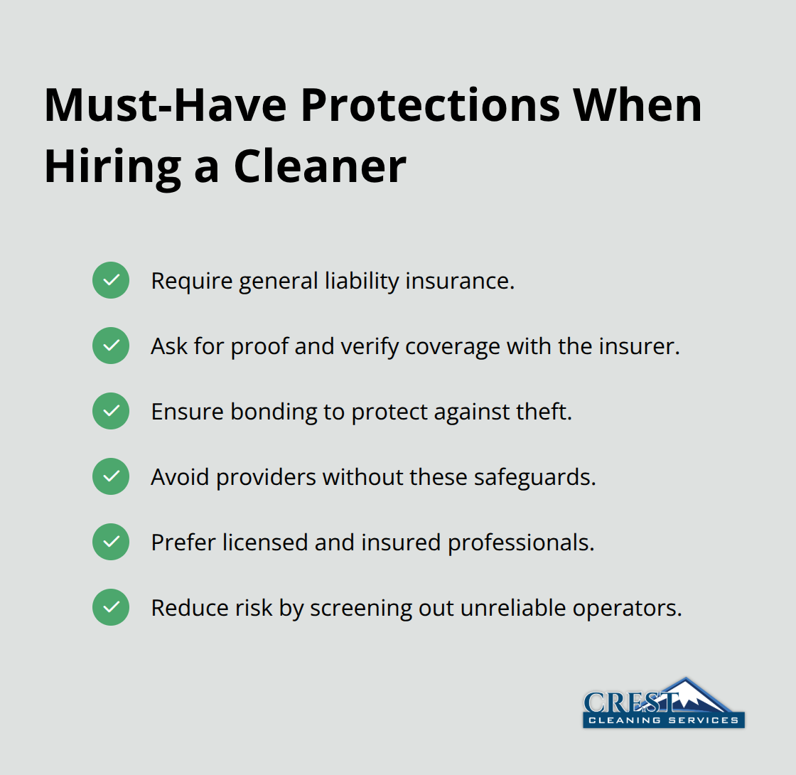 Checklist of insurance and bonding safeguards for Auburn homeowners to verify before hiring. - Auburn WA house cleaning