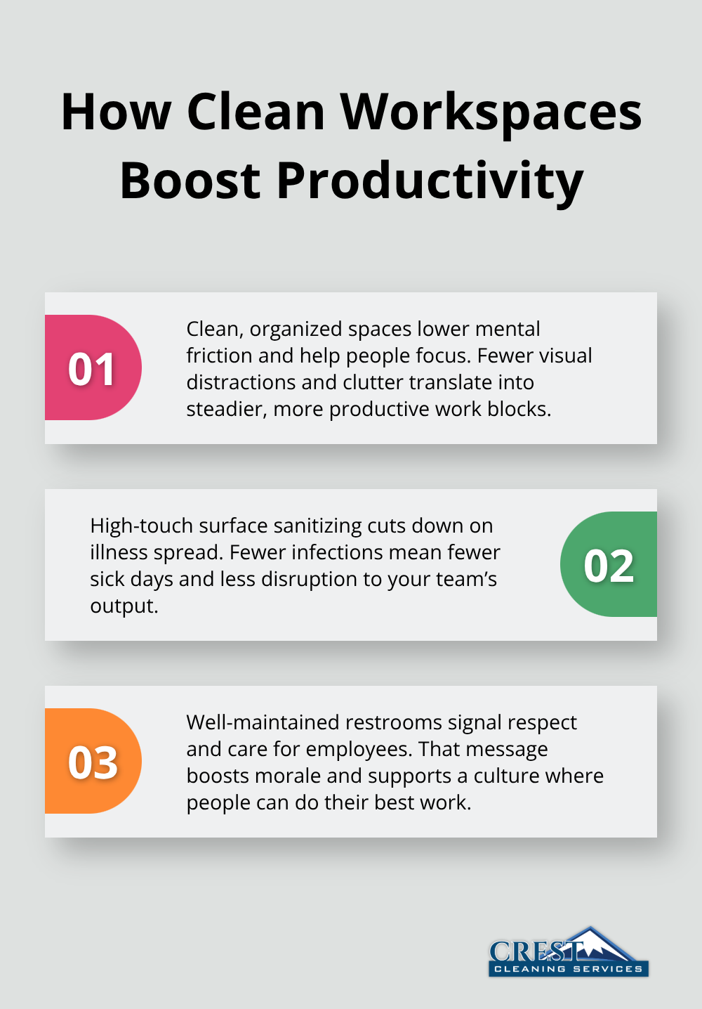 Three ways a clean workplace improves focus, reduces absences, and supports staff morale. - commercial cleaning seattle wa