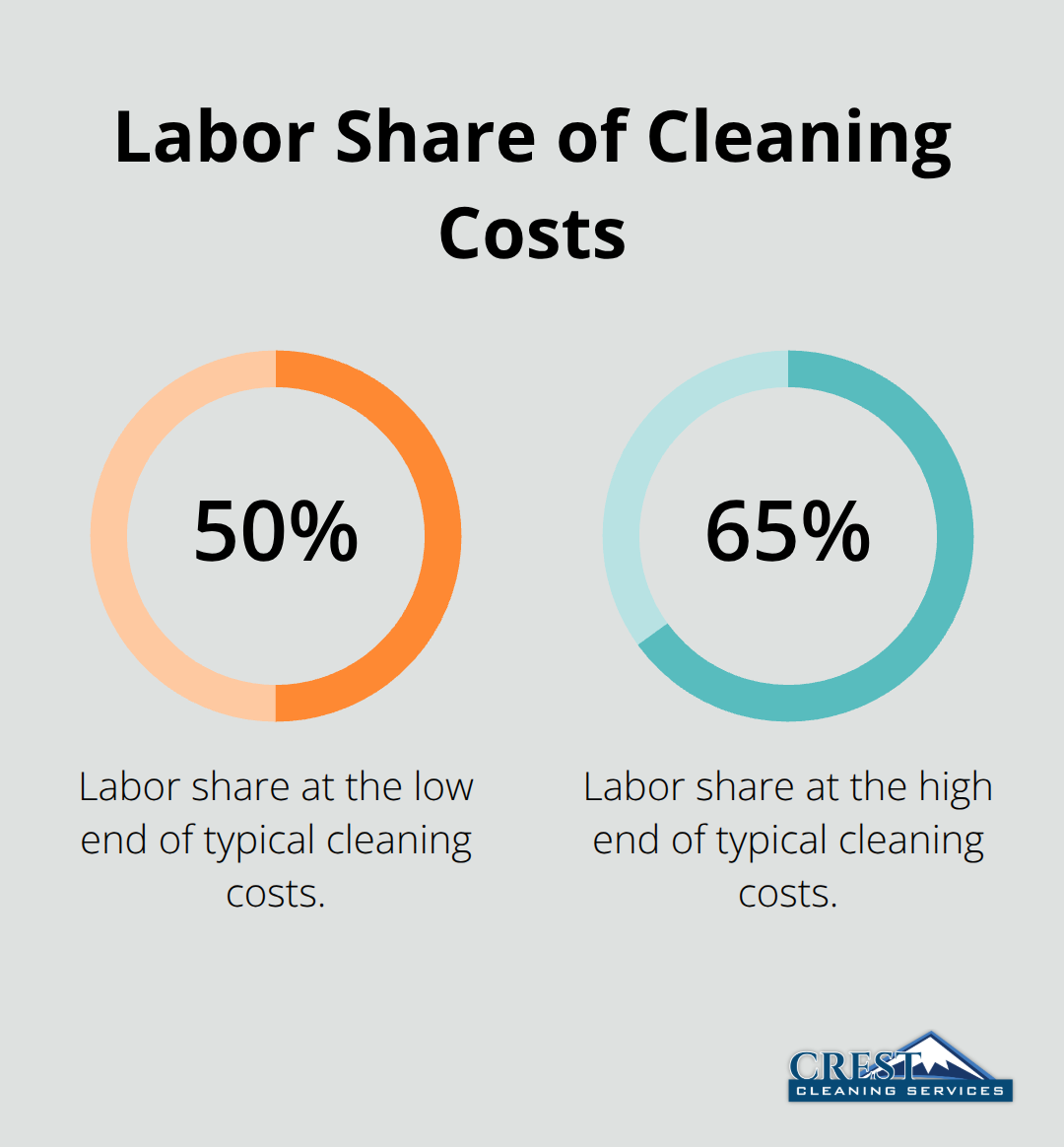 Chart showing labor as 50%–65% of total cleaning costs in janitorial operations