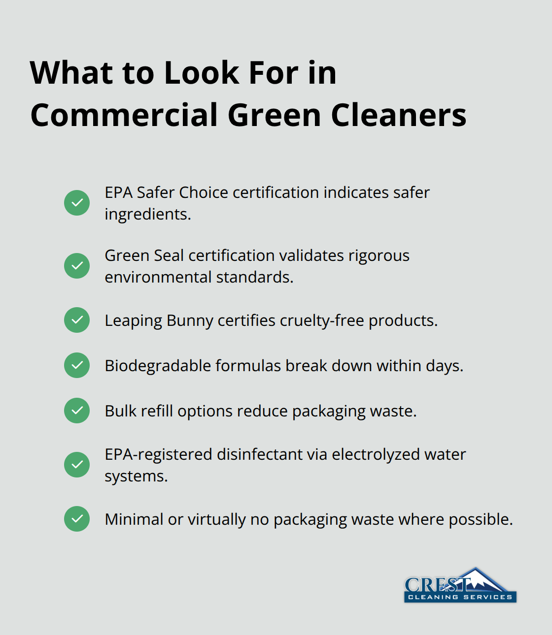 Checklist of trusted labels and features for effective green cleaners in the U.S.