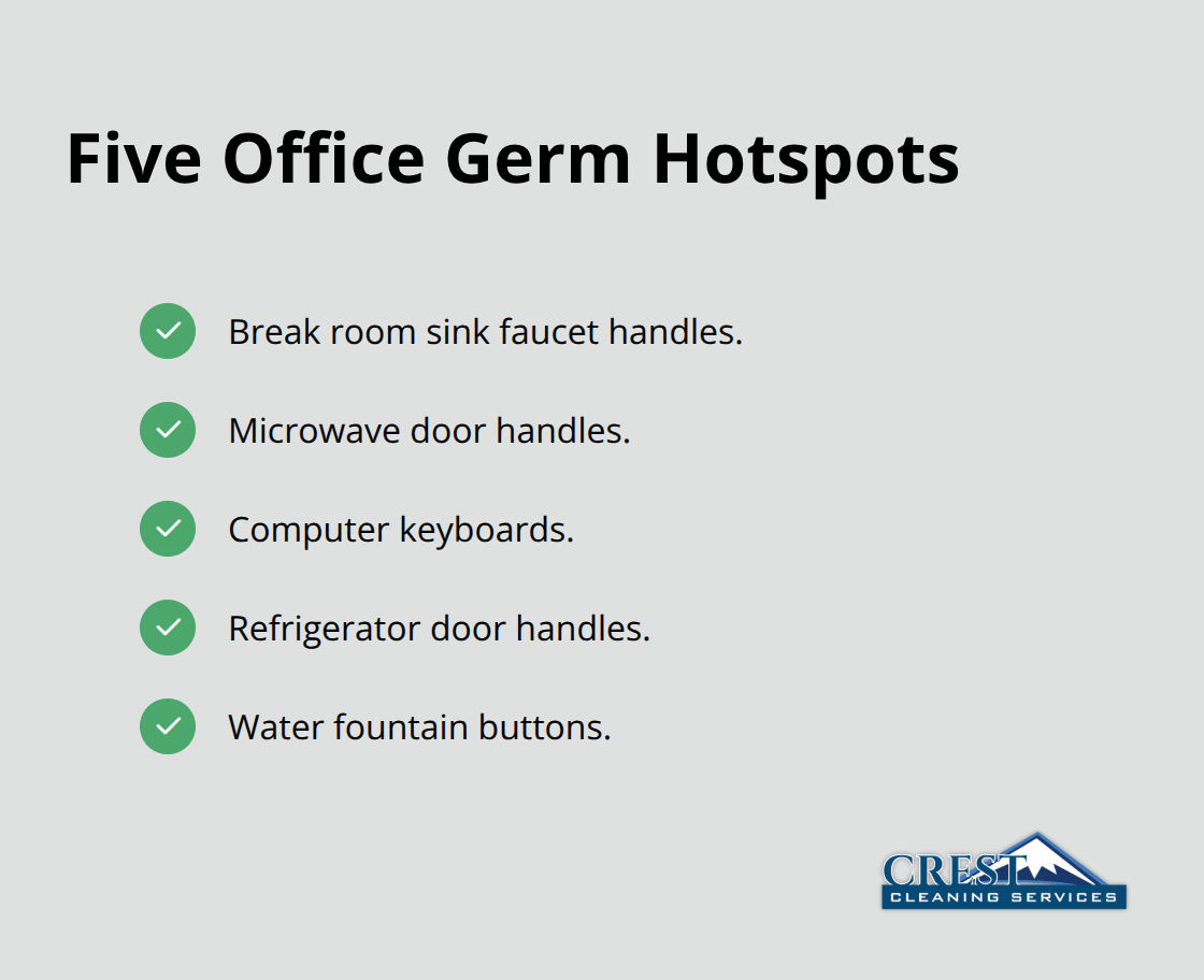 Visual list of the five most contaminated office touchpoints in a typical U.S. office - Office cleaning checklist