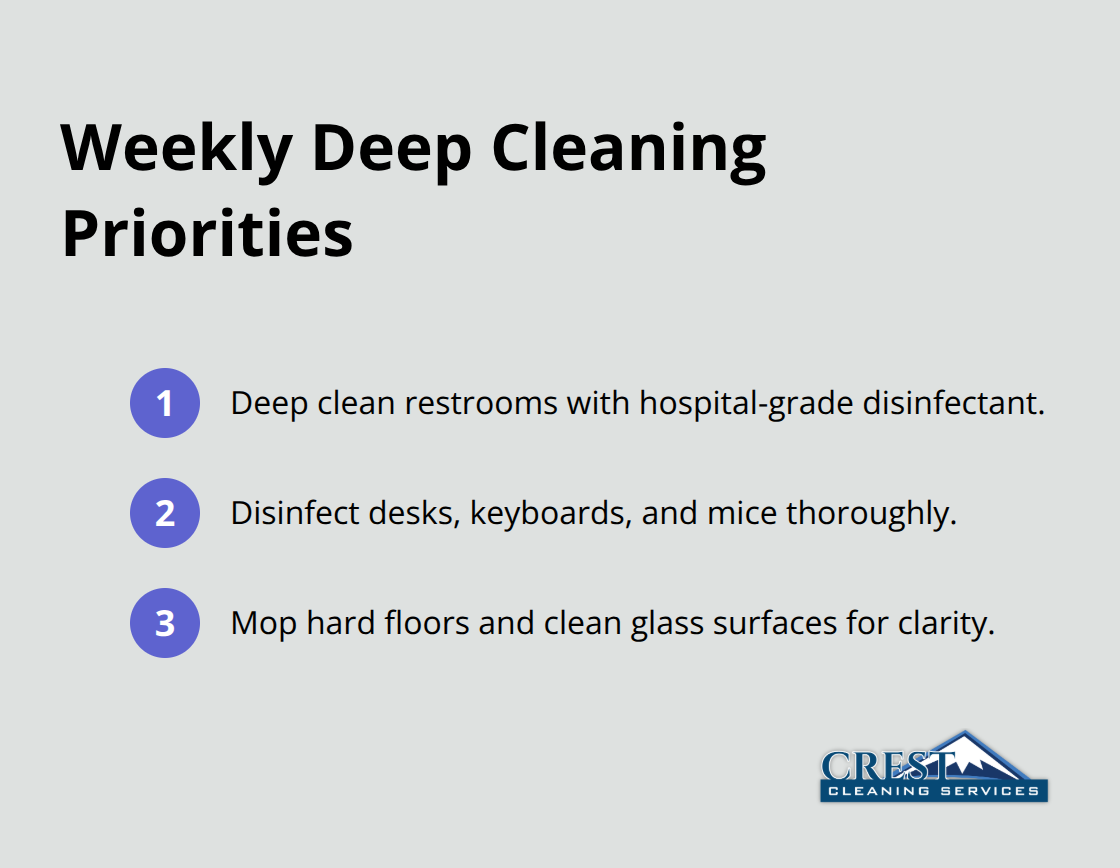 Three core weekly office cleaning focus areas for U.S. workplaces - Office cleaning checklist