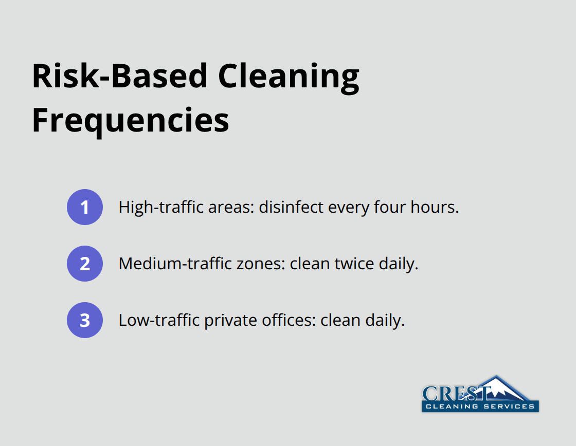Ordered list summarizing cleaning intervals by traffic level