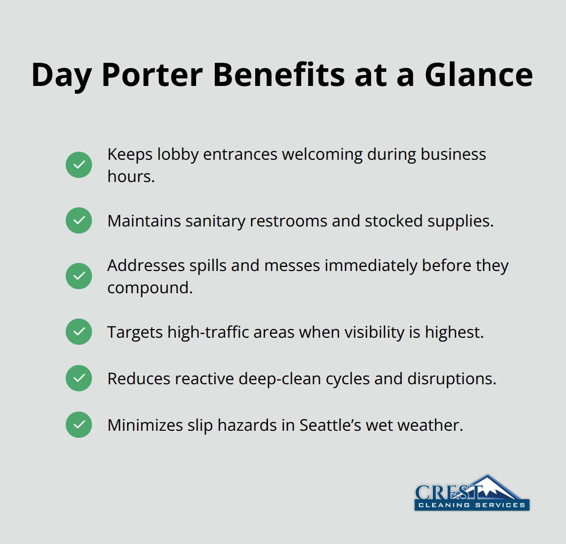 Key advantages of day porter services for Seattle commercial buildings.